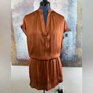 Silky Bronze Shirt Dress
